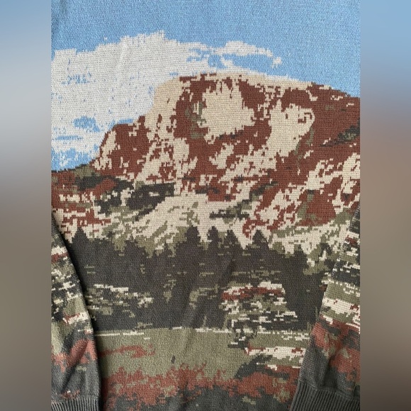 LE 31 PAR SIMONS Women's Graphic Blue/Brown/Green Long Sleeve Sweater in Large - Picture 4 of 7